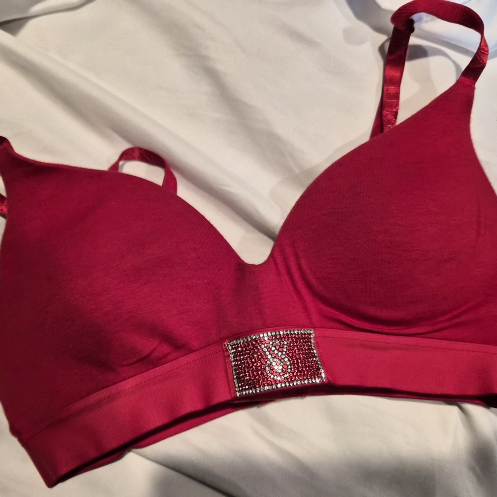 Victoria's Secret - Red Wireless Padded Bra with Rhinestone Accent